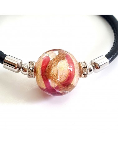 Bracelet Medusa en cuir et verre de Murano bijoux fantaisie
