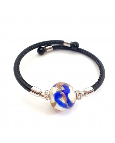 Bracelet Medusa en cuir et verre de Murano bijoux fantaisie