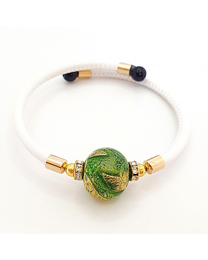 Bracelet Medusa en cuir et verre de Murano bijoux fantaisie