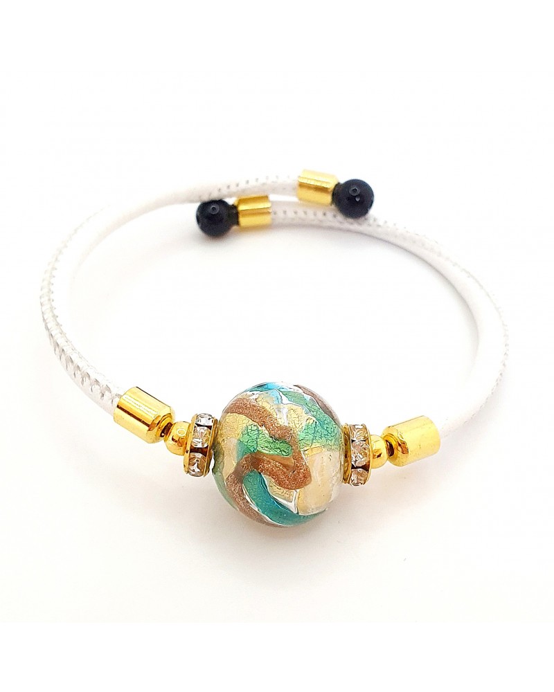 Bracelet Medusa en cuir et verre de Murano bijoux fantaisie