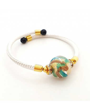 Bracelet Medusa en cuir et verre de Murano bijoux fantaisie