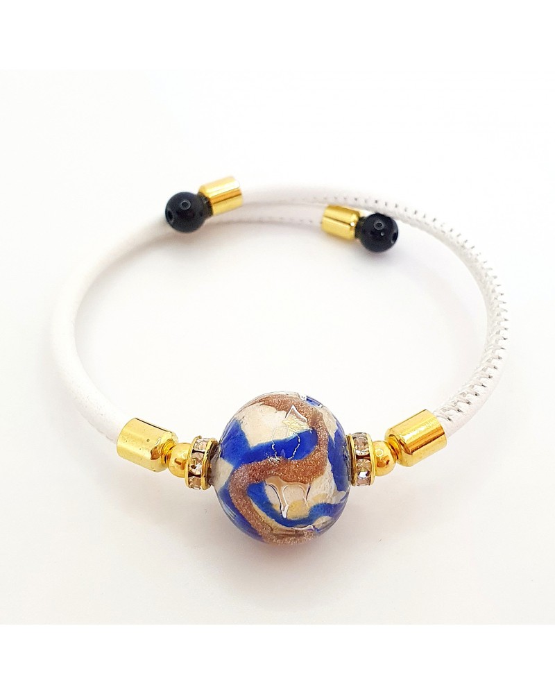 Bracelet Medusa en cuir et verre de Murano bijoux fantaisie