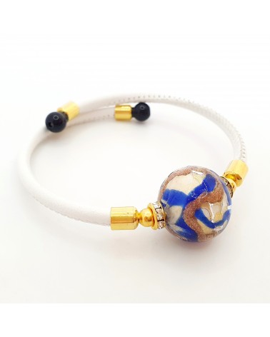 Bracelet Medusa en cuir et verre de Murano bijoux fantaisie