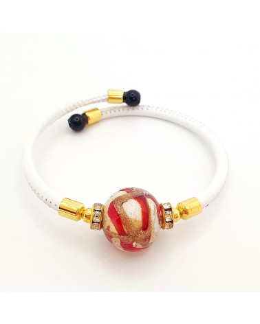 Bracelet Medusa en cuir et verre de Murano bijoux fantaisie