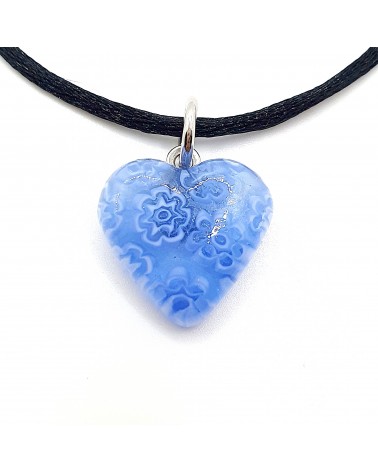 Pendentif Murano Cœur murrine bijoux  fait à la main made in Italie