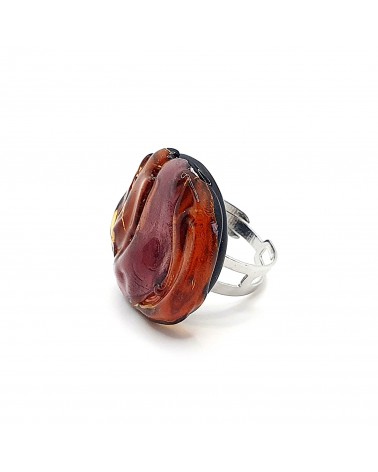Bague ronde verre Murano collection vague bijoux fait à la main