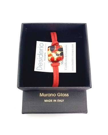 Bracelet en cuir et verre de Murano bijoux fantaisies fait à la main Bijoux Murano