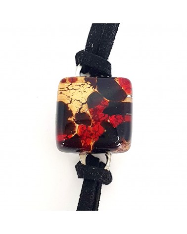 bracelet carré en cuir et verre de Murano bijoux italiens Bijoux Murano
