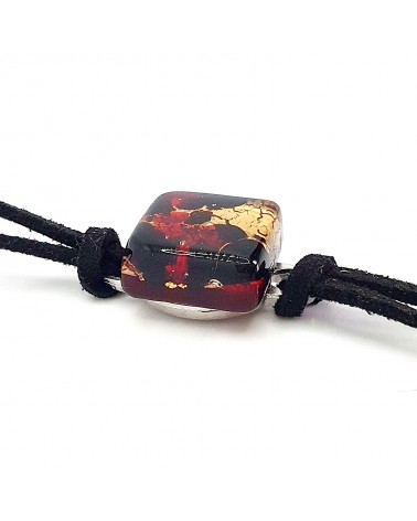 bracelet carré en cuir et verre de Murano bijoux italiens Bijoux Murano