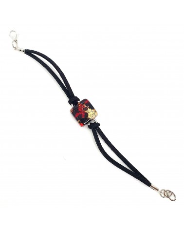bracelet carré en cuir et verre de Murano bijoux italiens Bijoux Murano