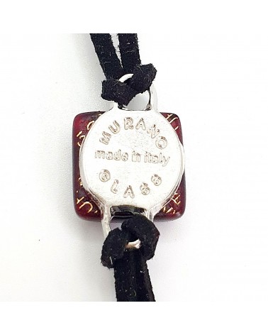 bracelet carré en cuir et verre de Murano bijoux italiens Bijoux Murano