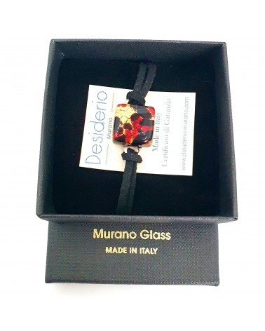 bracelet carré en cuir et verre de Murano bijoux italiens Bijoux Murano