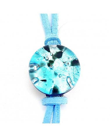 Bracelet en cuir et verre de Murano  bijoux fantaisies bijoux Murano