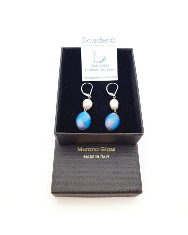 Boucles d'oreilles en verre de Murano  artisans italiens fait à la main