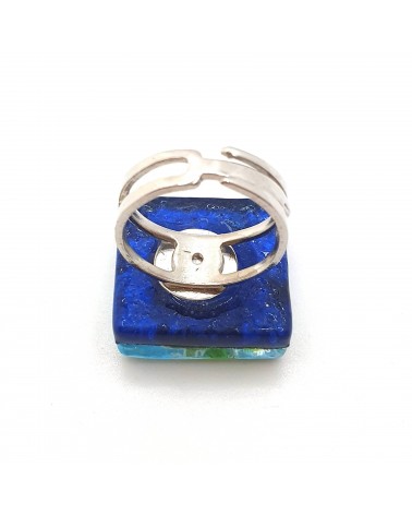 Bague carré en verre de Murano et murrine bijoux fantaisies artisans italiens