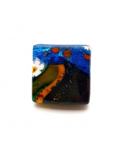 Bague carré en verre de Murano et murrine bijoux fantaisies artisans italiens