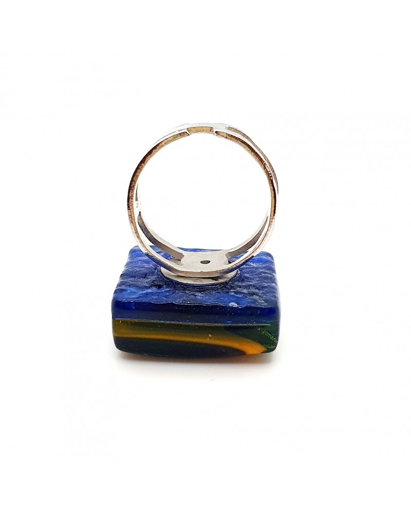 Pendentif Et Bague Anciens En Verre De Murano Signé - Cordon 36 Cm - Occasion Très Bon état