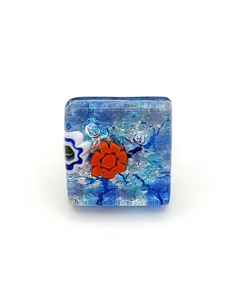 Bague carré en verre de Murano et murrine bijoux fantaisies artisans italiens