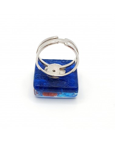 Bague carré en verre de Murano et murrine bijoux fantaisies artisans italiens