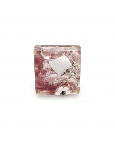 Bague carré en verre de Murano et murrine bijoux fantaisies artisans italiens
