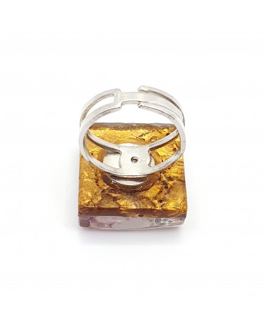 Bague carré en verre de Murano et murrine bijoux fantaisies artisans italiens