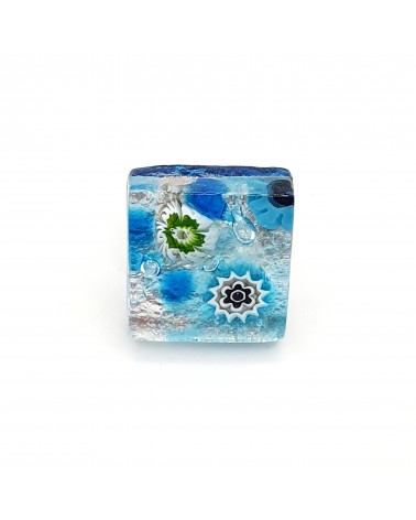 Bague carré en verre de Murano et murrine bijoux fantaisies artisans italiens