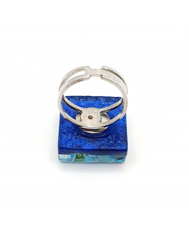 Bague carré en verre de Murano et murrine bijoux fantaisies artisans italiens