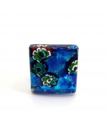 Bague carré en verre de Murano et murrine bijoux fantaisies artisans italiens