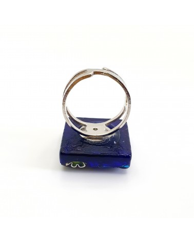 Bague carré en verre de Murano et murrine bijoux fantaisies artisans italiens