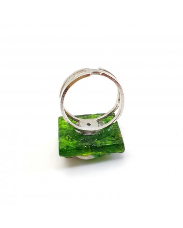 Bague relief carré en verre de Murano et murrine bijoux fantaisies artisans italiens