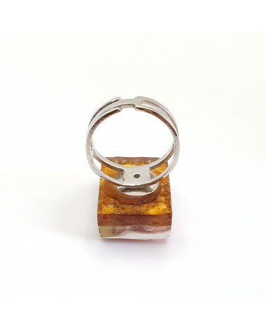 Bague rectangle en verre de Murano et murrine bijoux fantaisies artisans italiens