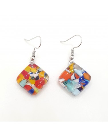 Grandes boucles d'oreilles carré en verre de Murano bijoux fantaisies fait à la main