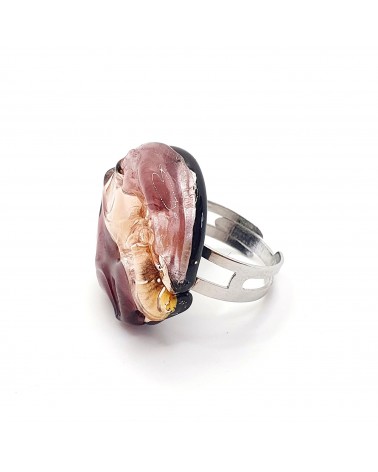 Bague ronde verre Murano collection vague bijoux fait à la main