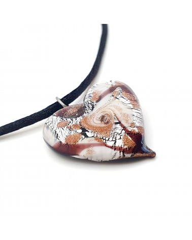 Pendentif cœur vortex en verre de Murano bijoux fantaisies fait à la main