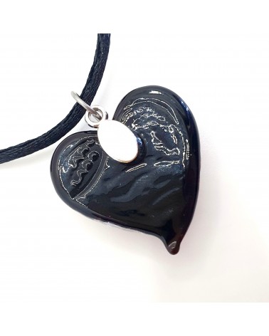 Pendentif cœur vortex en verre de Murano bijoux fantaisies fait à la main