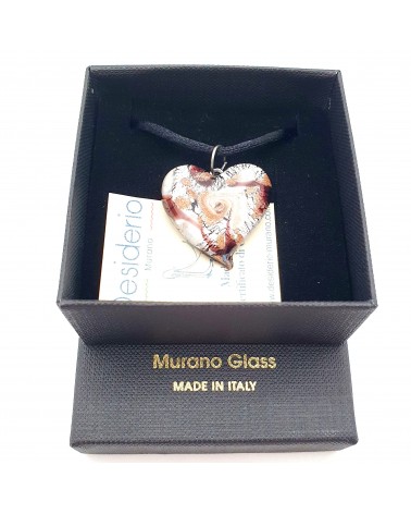 Pendentif cœur vortex en verre de Murano bijoux fantaisies fait à la main