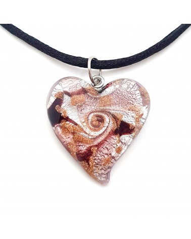 Pendentif cœur vortex en verre de Murano bijoux fantaisies fait à la main