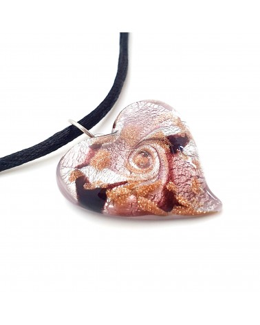 Pendentif cœur vortex en verre de Murano bijoux fantaisies fait à la main