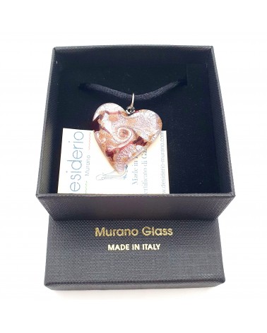 Pendentif cœur vortex en verre de Murano bijoux fantaisies fait à la main
