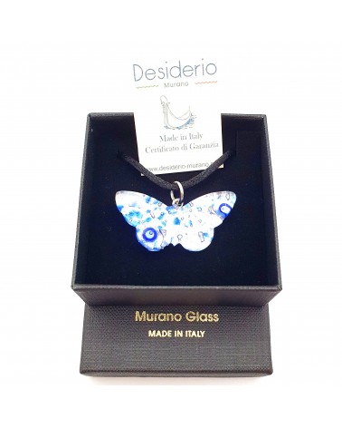 Pendentif Murano papillon bijoux  fait à la main made in Italie