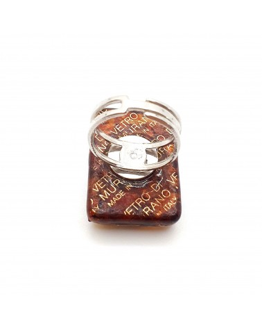 Grande bague rectangle en verre de Murano et murrine bijoux fantaisies artisans italiens