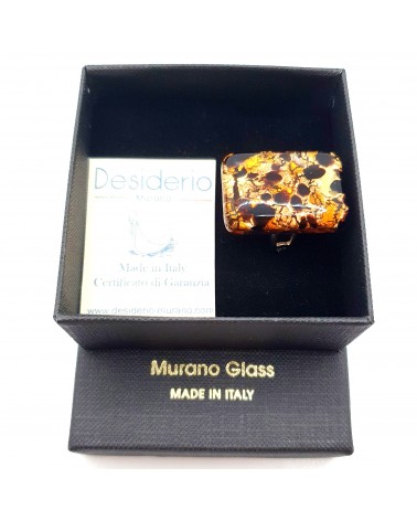 Grande bague rectangle en verre de Murano et murrine bijoux fantaisies artisans italiens