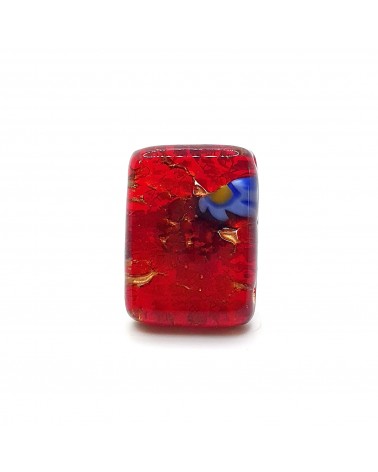 Grande bague rectangle en verre de Murano et murrine bijoux fantaisies artisans italiens