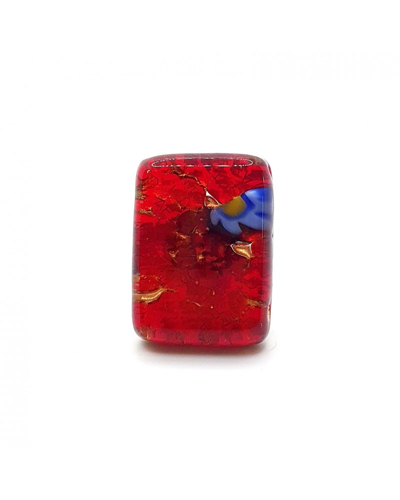 Grande bague rectangle en verre de Murano et murrine bijoux fantaisies artisans italiens