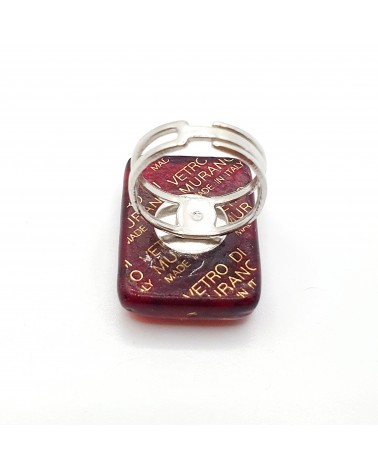 Grande bague rectangle en verre de Murano et murrine bijoux fantaisies artisans italiens