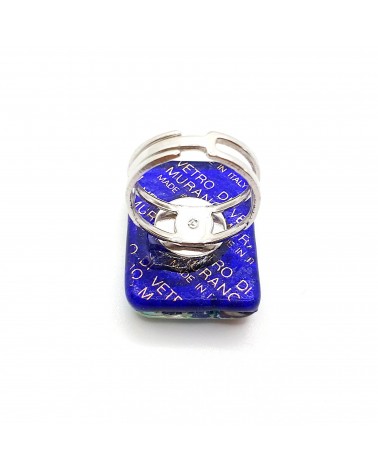 Grande bague rectangle en verre de Murano et murrine bijoux fantaisies artisans italiens
