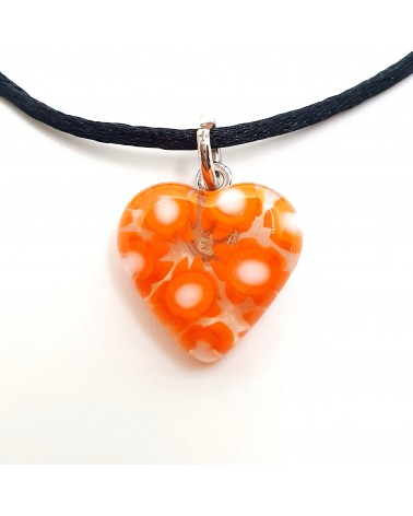 Pendentif Murano Cœur murrine bijoux  fait à la main made in Italie