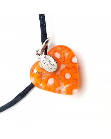 Pendentif Murano Cœur murrine bijoux  fait à la main made in Italie