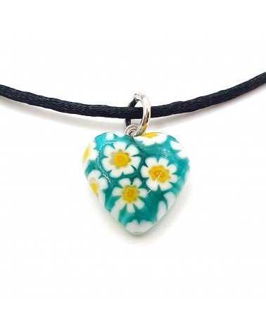 Pendentif Murano Cœur murrine bijoux  fait à la main made in Italie