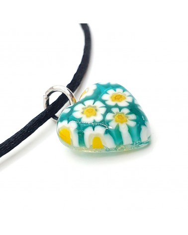 Pendentif Murano Cœur murrine bijoux  fait à la main made in Italie